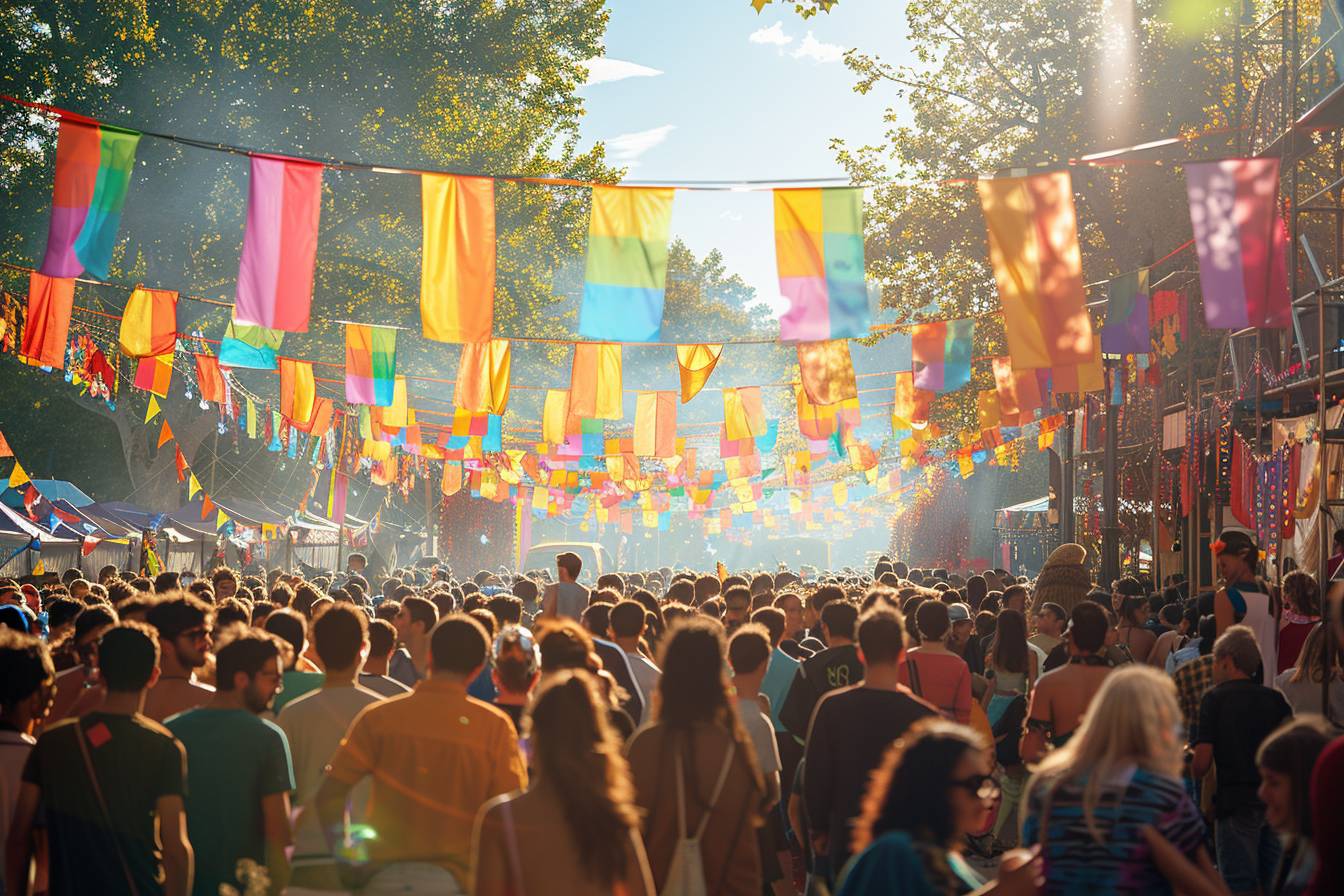 Participants joyeux au festival coloré à Saint Maur des Fosses, célébrant la culture et la fête locale